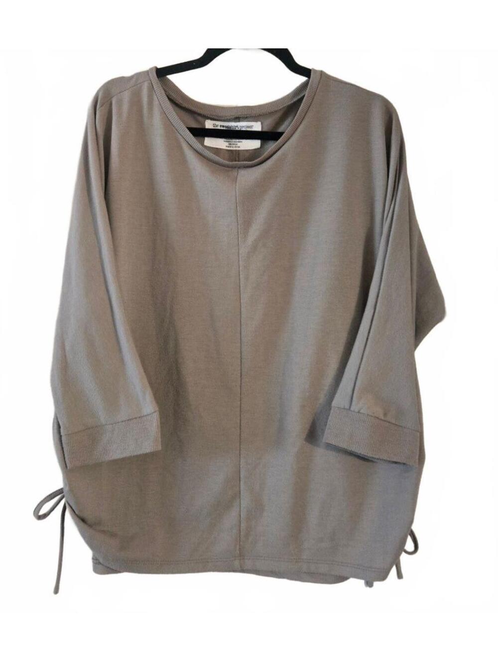 Coldwater Creek Taupe Lightweight Pullover Top with Adjustable Side Ties